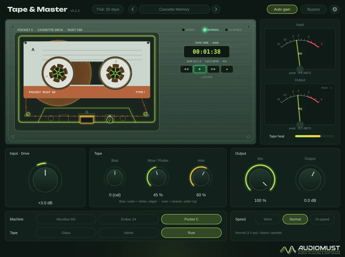Tape & Master with the Pocket C cassette deck