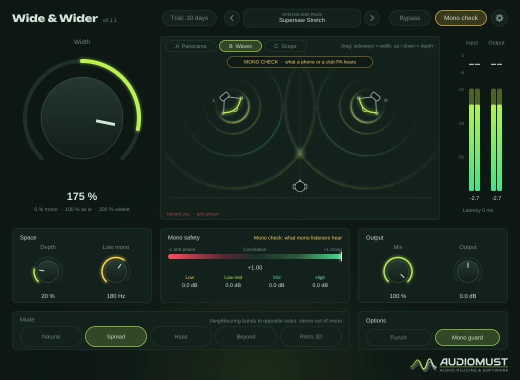 Wide & Wider with Mono check on